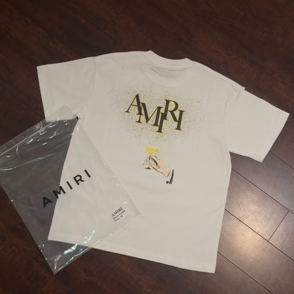 AMIRI White T-Shirt with Gold Graphic